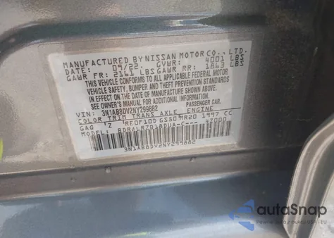 2022 Nissan Sentra Sr Xtronic Cvt из США, поврежденный, VIN 3N1AB8DV2NY299882